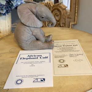 Lenox African Elephant Calf Figurine in Gray